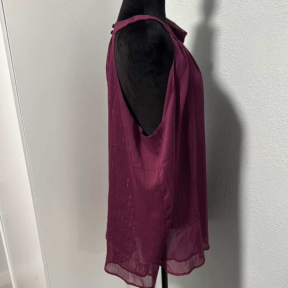 torrid Wine Bow-Halter Sheer Tank - Picture 3 of 8